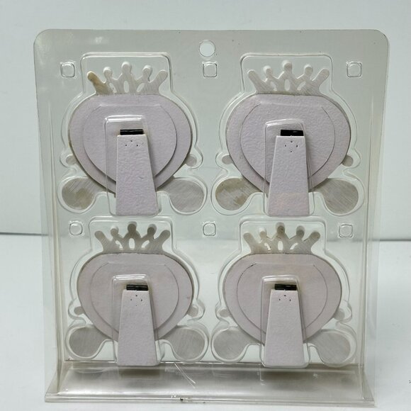 Crown Place Card Holders Heart Design Set Of 4 White Wedding Elegant Tea Party - Picture 2 of 14